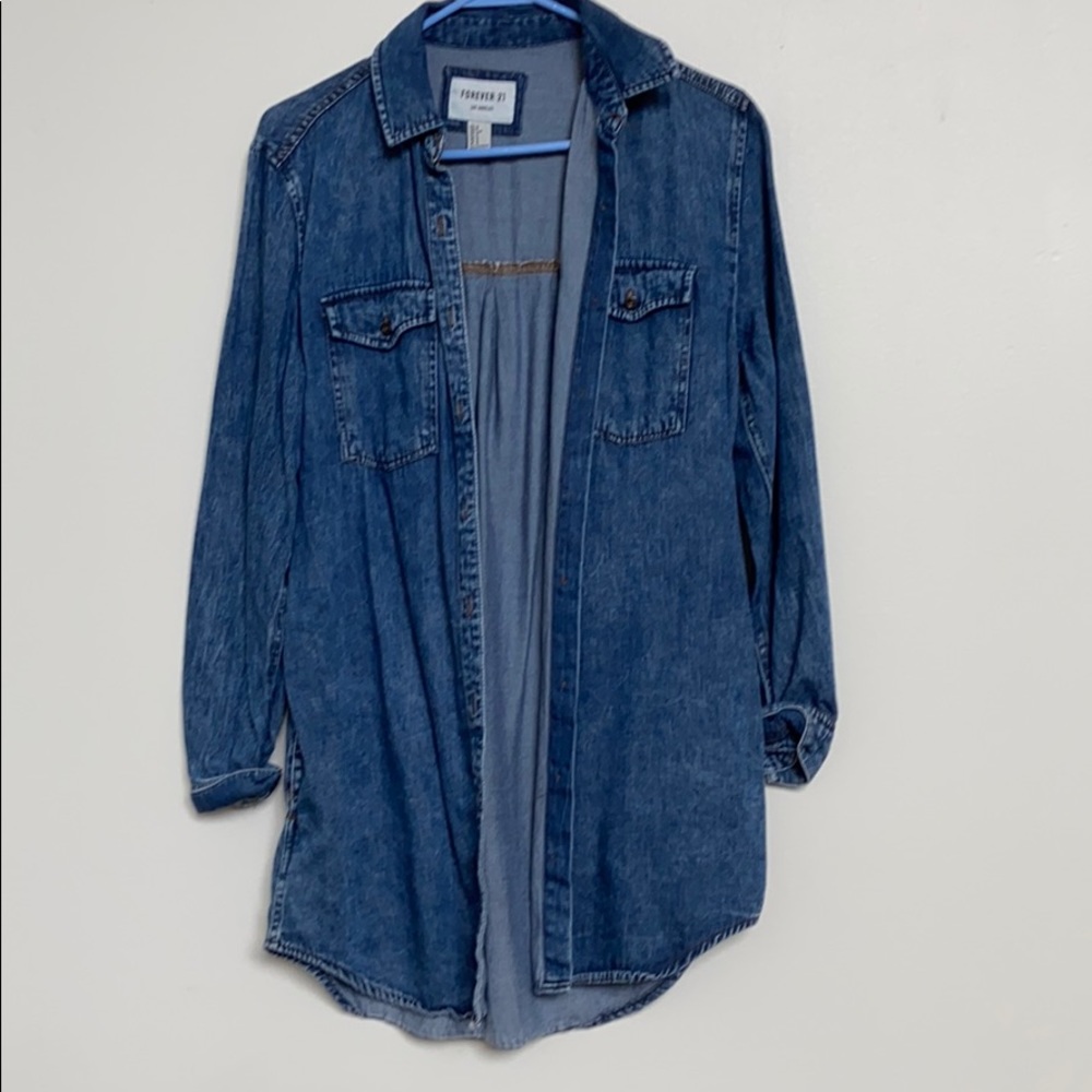 Denim long button down